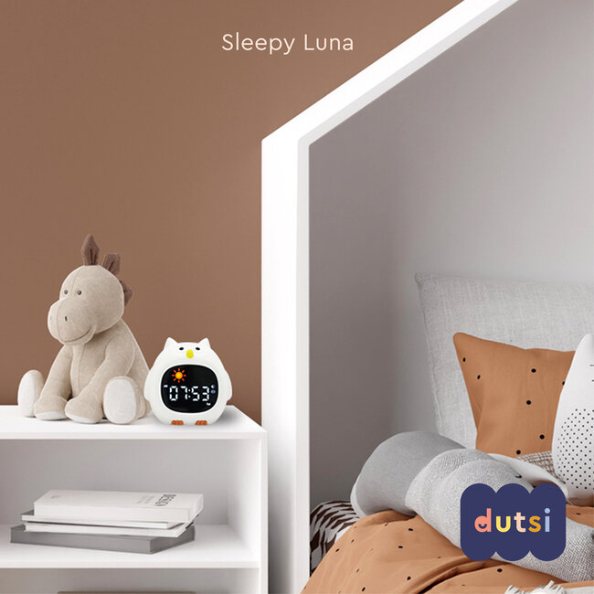 Dutsi - Sleepy Luna - 3-in-1 Slaaptrainer Uil - Slaapwekker - Nachtlampje - White Noise