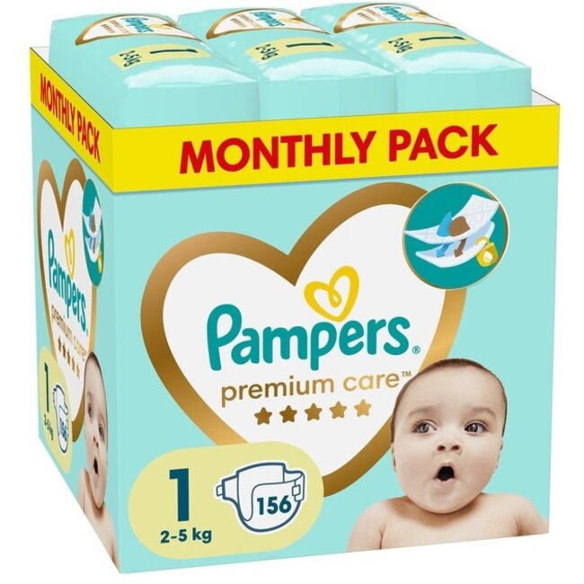 Pampers Pampers - Premium Care - Maat 1 - Maandbox - 156 luiers