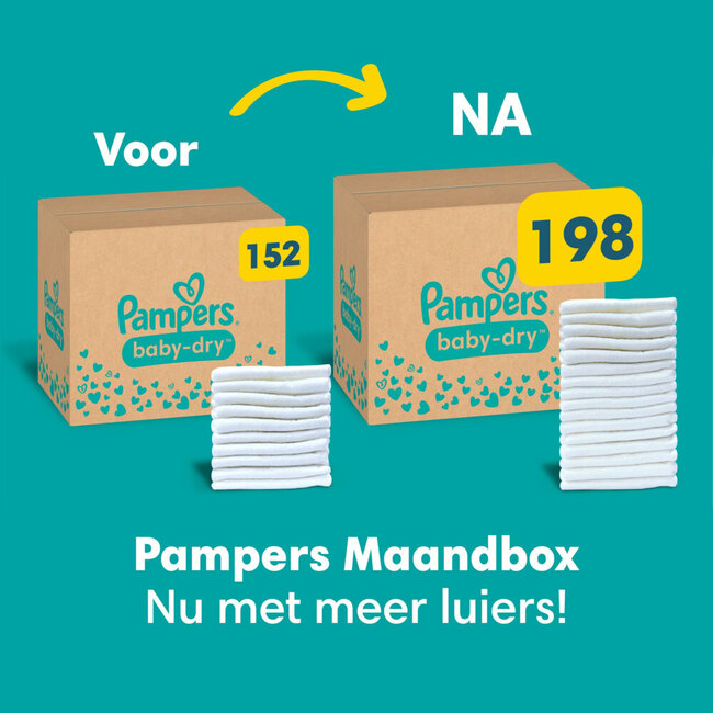 Pampers - Baby Dry - Maat 4+ - Maandbox - 152 stuks - 10/15 KG