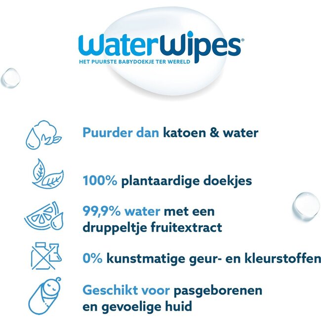 WaterWipes Billendoekjes - 99,9% water - 16 pack - Plastic vrij Babydoekjes
