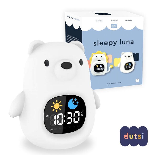 Dutsi - Sleepy Luna - 3-in-1 Slaaptrainer Ijsbeer - Slaapwekker - Nachtlampje - White Noise