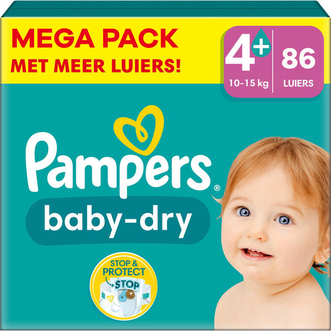 Pampers - Baby Dry - Maat 4+ - Mega Pack - 188 stuks - 10/15 KG