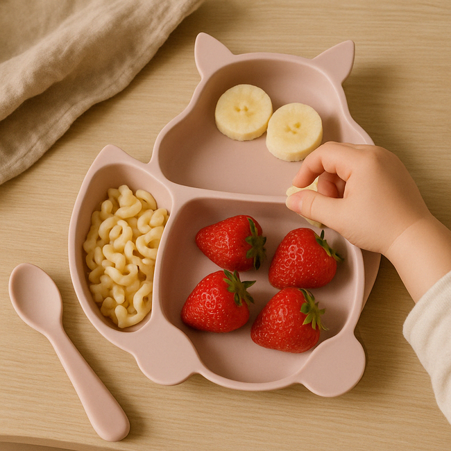 Dutsi - Siliconen Baby en Kind Bord - Zuignap Bord - Poederroze Vosje