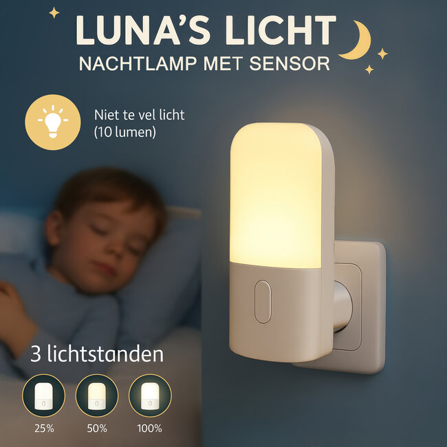 Dutsi - Premium Nachtlampje - Lichtsensor – Extra lange levensduur – Dimbaar in 3 standen - Stopcontact