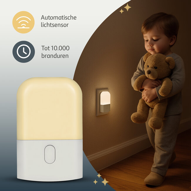 Dutsi - Premium Nachtlampje - Lichtsensor – Extra lange levensduur – Dimbaar in 3 standen - Stopcontact