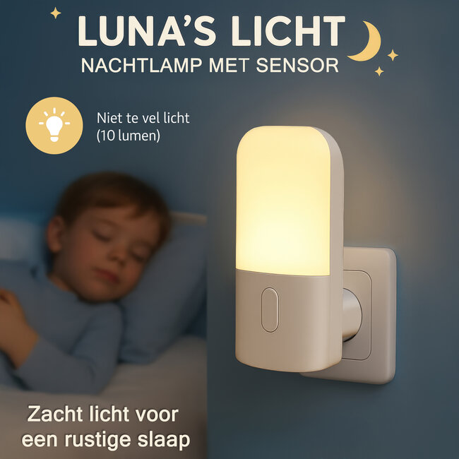 Dutsi - Premium Nachtlampje - Lichtsensor – Extra lange levensduur – Dimbaar in 3 standen - Stopcontact