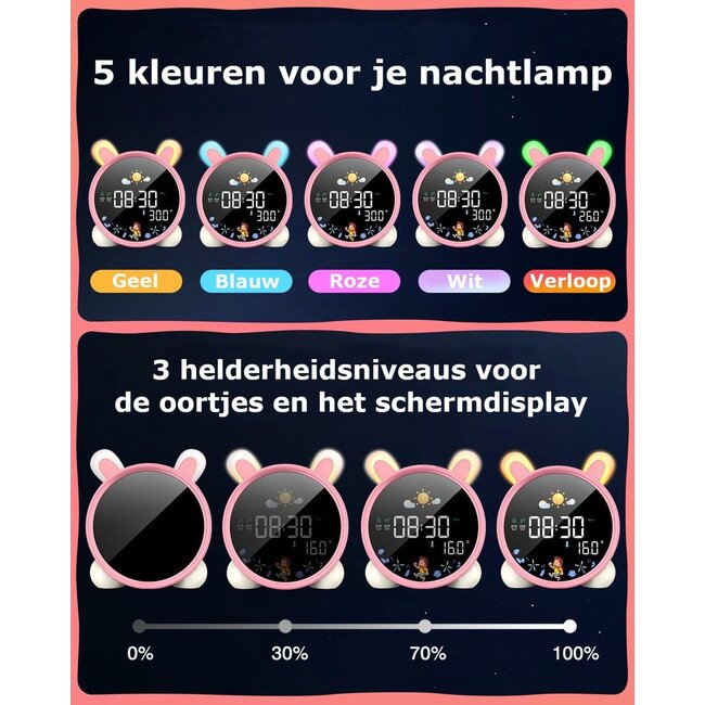 Slaaptrainer - Slaaptrainer Kinderen - Slaapwekker - Kinderwekker - Nachtlampje - Digitale Wekker
