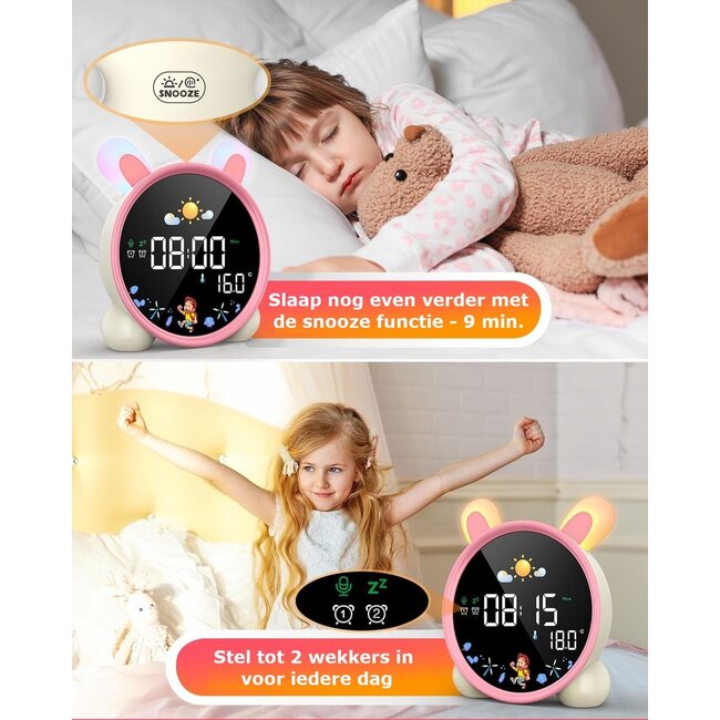 Slaaptrainer - Slaaptrainer Kinderen - Slaapwekker - Kinderwekker - Nachtlampje - Digitale Wekker