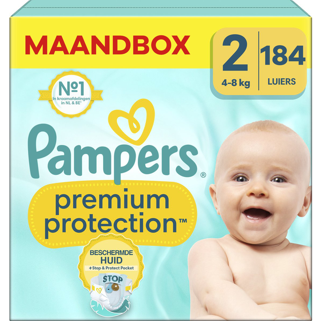 Pampers - Premium Protection - Maat 2 - Maandbox - 184 Stuks - 4-8 kg