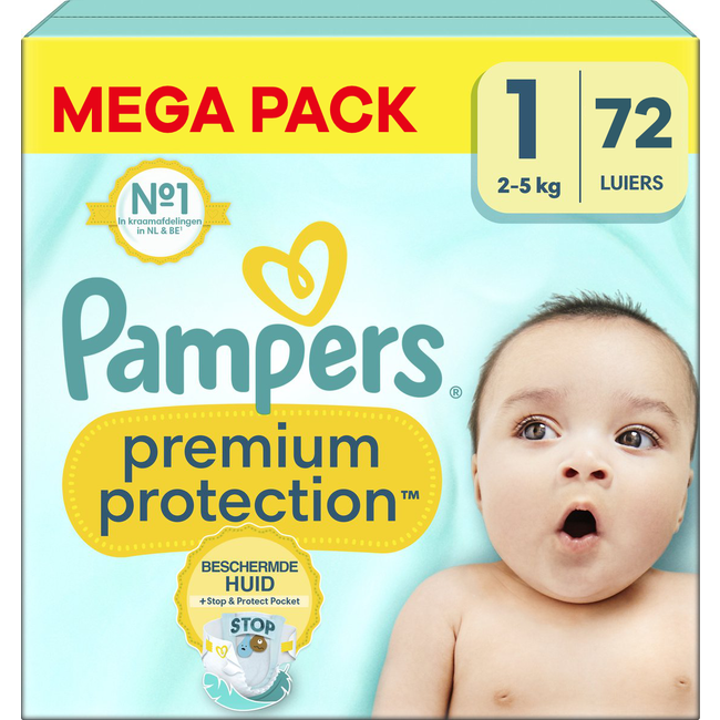 Pampers - Premium Protection - Maat 1 - Mega Pack - 72 stuks - 2/5 KG