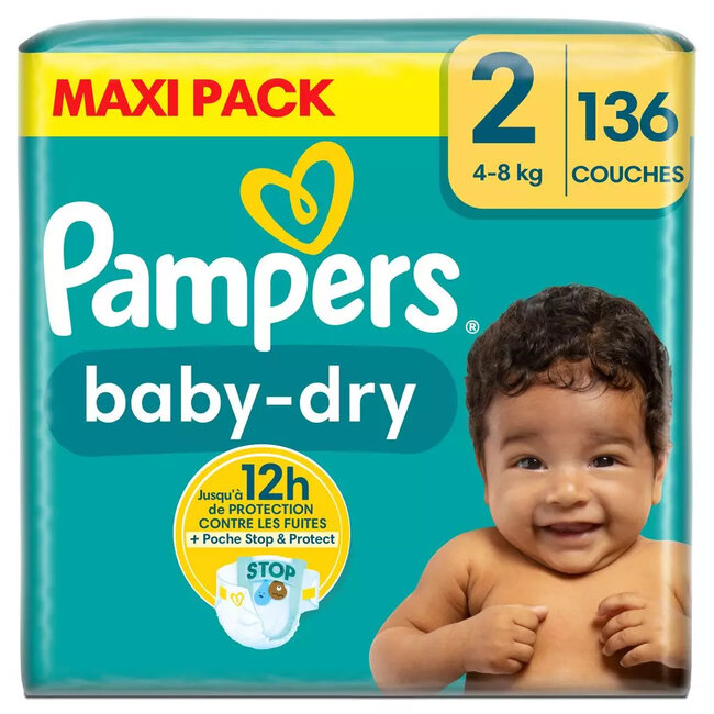 Pampers - Baby Dry - Maat 2 - Mega Pack - 136 Stuks - 4-8 KG