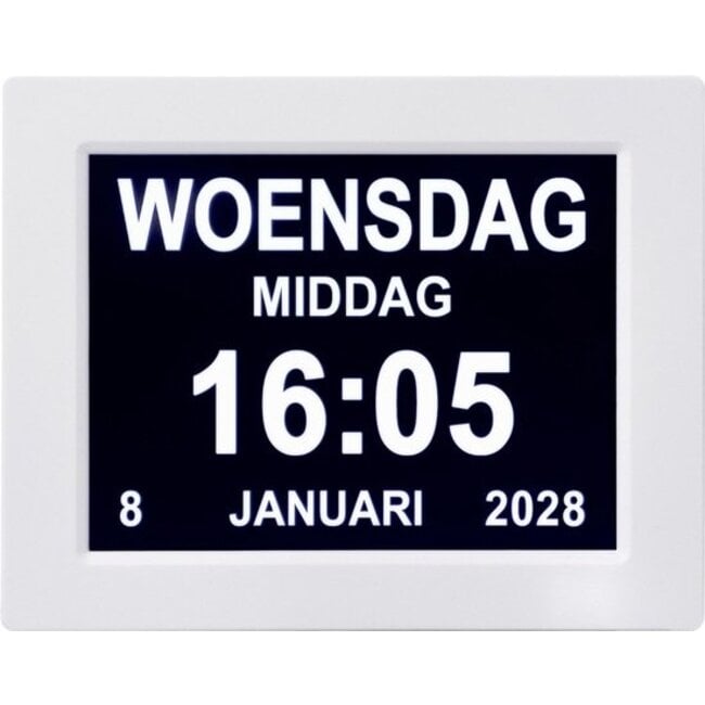 Merkloos Dementieklok – Digitale Kalenderklok – Seniorenklok – Dag & Tijd Klok – Met Afstandsbediening - Zwart
