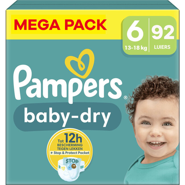 Pampers - Baby Dry - Maat 6 - Mega Pack - 92 Stuks - 13-18 KG