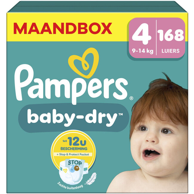 Pampers - Baby Dry - Maat 4 - Maandbox - 168 stuks - 9/14 KG