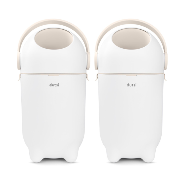Dutsi - Design Luieremmer Duopack – 100% Geurvrij – Ruimte voor 40 luiers - Incl. 80 Zakjes - Beige