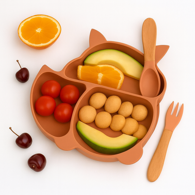 Dutsi - Siliconen - Baby & Kind Bord - Zuignap Bord - Koper Bruin - Vosje