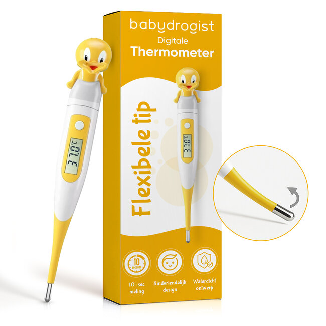 Babydrogist digitale Baby Thermometer met flexibele tip - Rectaal, oksel & oraal - Eend