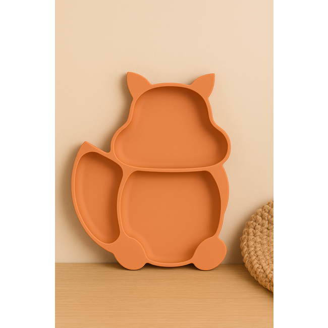 Dutsi - Siliconen - Baby & Kind Bord - Zuignap Bord - Koper Bruin - Vosje
