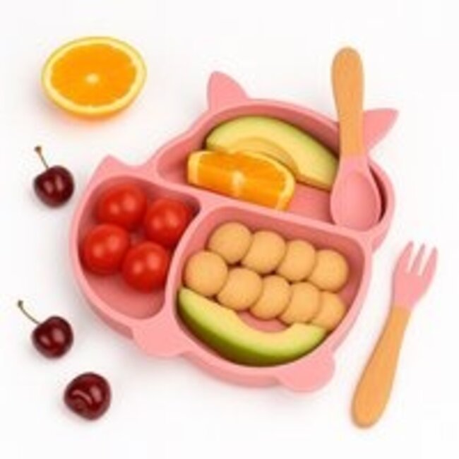 Dutsi - Siliconen Baby en Kind Bord - Zuignap Bord - Watermeloen Roze Vosje