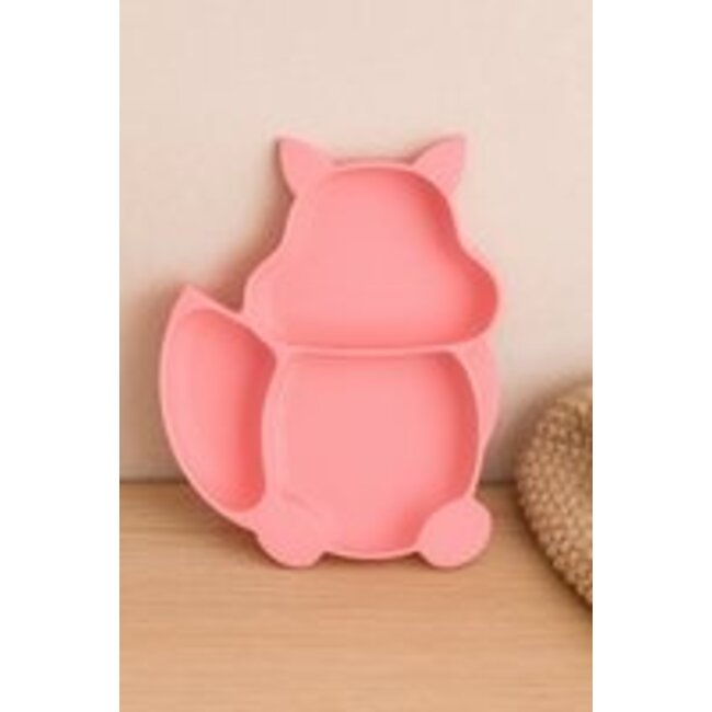 Dutsi - Siliconen Baby en Kind Bord - Zuignap Bord - Watermeloen Roze Vosje