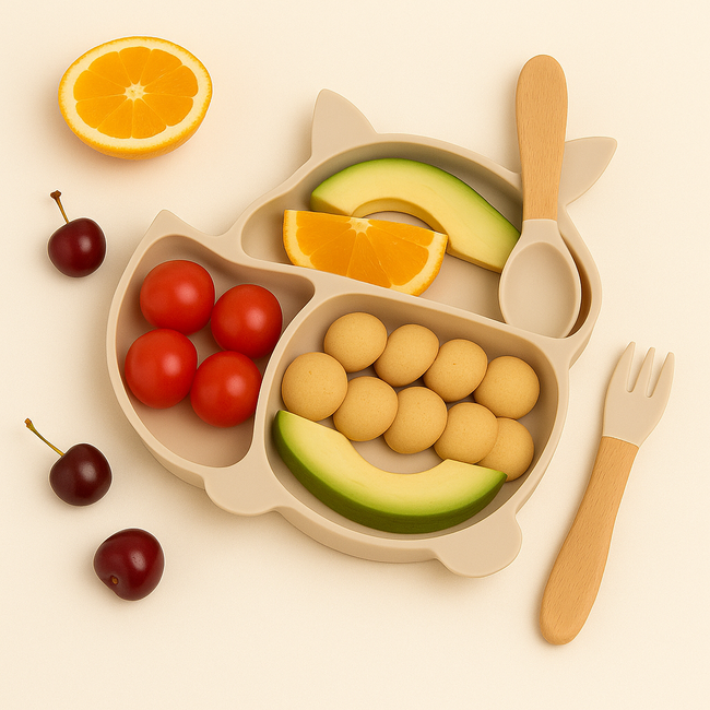 Dutsi - Siliconen - Baby & Kind Bord - Zuignap Bord - Mocha Vosje