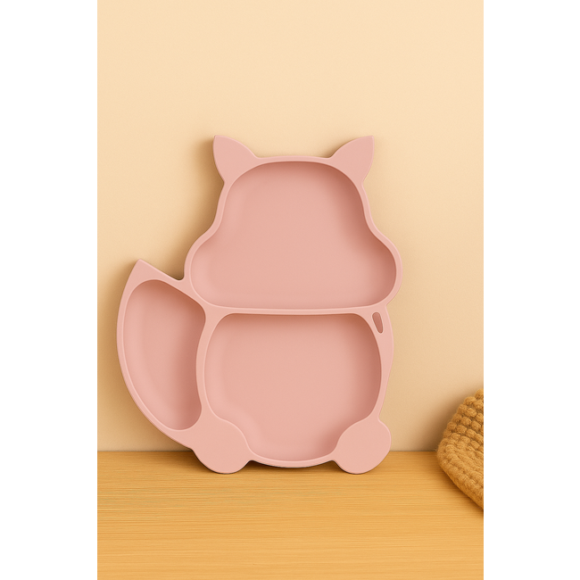 Dutsi - Siliconen Baby en Kind Bord - Zuignap Bord - Poederroze Vosje