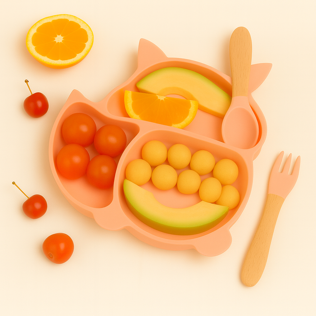 Dutsi - Siliconen Baby en Kind Bord - Zuignap Bord - Zalm Roze Vosje