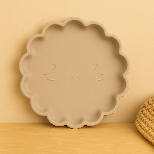 Dutsi - Welpje Serie - Siliconen Babybord - Leeuwen Ontwerp - 18 cm - Taupe