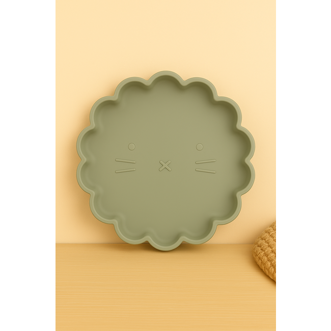 Dutsi - Welpje Serie - Siliconen Babybord - Leeuwen Ontwerp - 18 cm  - Sage