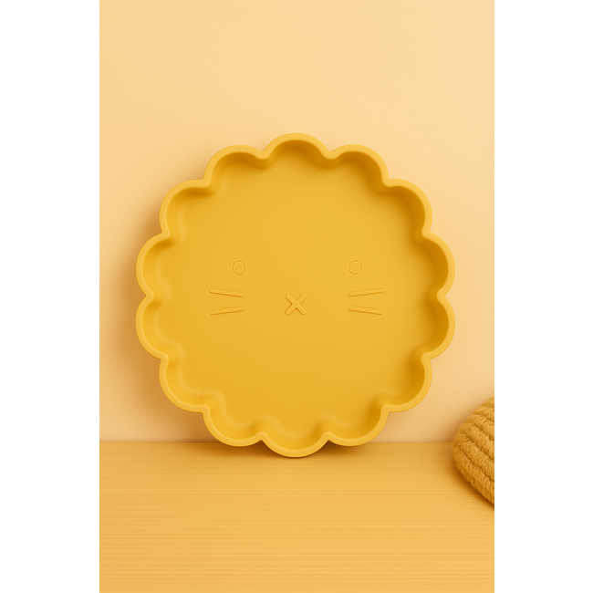 Dutsi - Welpje Serie - Siliconen Babybord - Leeuwen Ontwerp - 18 cm - Mosterdgeel