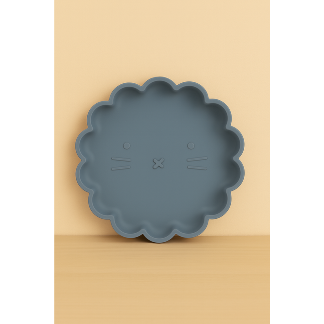 Dutsi - Welpje Serie - Siliconen Babybord - Leeuwen Ontwerp - 18 cm - Pastelblauw