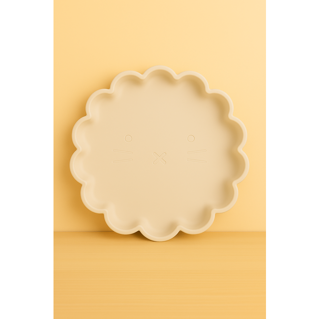 Dutsi - Welpje Serie - Siliconen Babybord - Leeuwen Ontwerp - 18 cm - Licht Beige