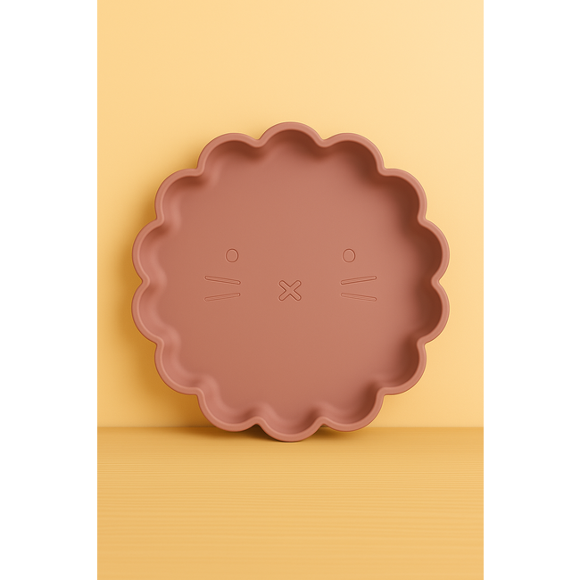 Dutsi - Welpje Serie - Siliconen Babybord - Leeuwen Ontwerp - 18 cm - Oudroze