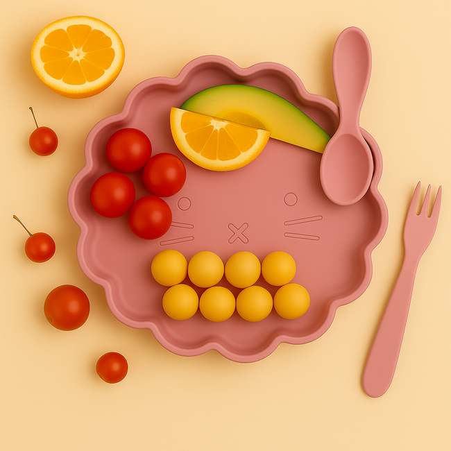 Dutsi - Welpje Serie - Siliconen Babybord - Leeuwen Ontwerp - 18 cm - Oudroze