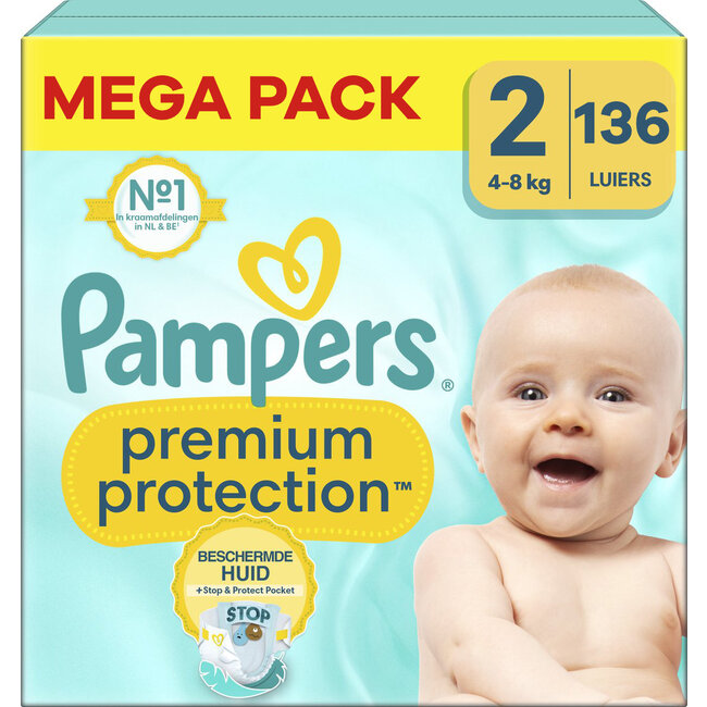 Pampers Pampers - Premium Protection - Maat 2 - Megapack - 136 Stuks - 4-8 kg