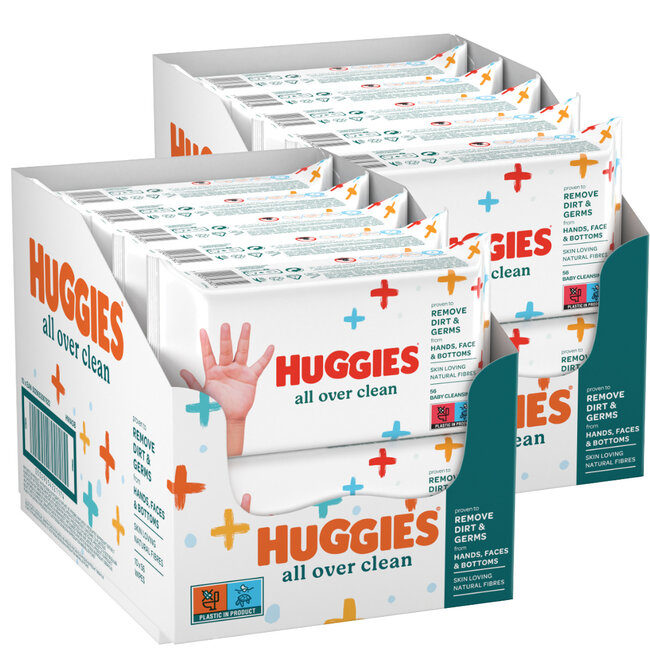 Huggies – Billendoekjes All Over Clean – 20x56 stuks – Voor Billen, Handjes & Gezicht