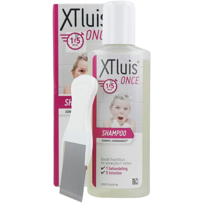 XT Luis – Once Shampoo – 100 ml – 1x5 Min Behandeling – Inclusief Kam – Tegen Hoofdluis & Neten