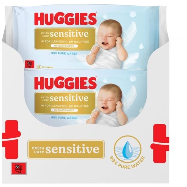 Huggies - Extra Care Sensitive - Billendoekjes - 384 babydoekjes - 8 x 48