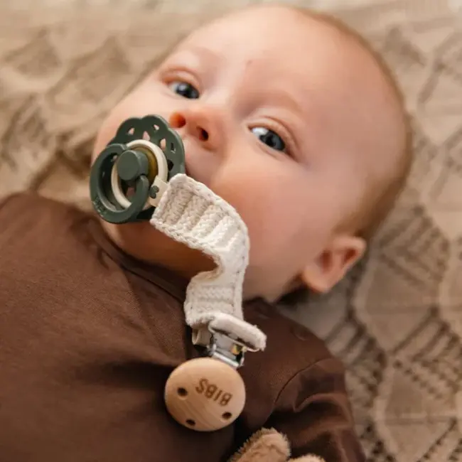 BiBS - Fopspeenkoord - Knitted - Ivory - 0+ maanden