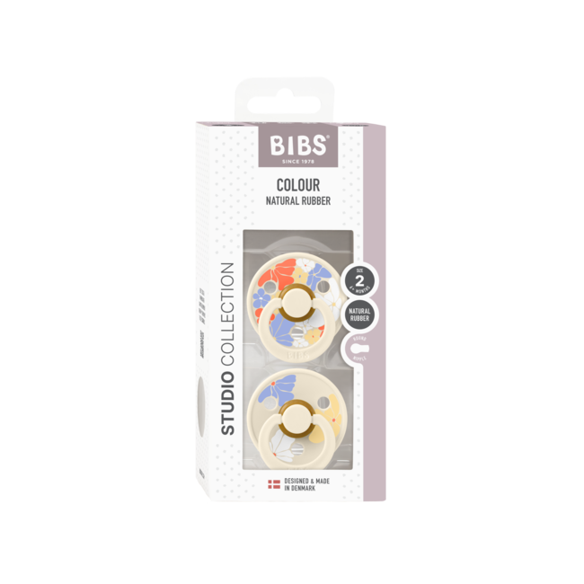 BIBS – Studio Collection - Fopspeen - Rond – Morning Bloom – Maat 2 – 2 Stuks