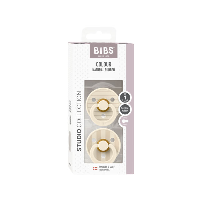 BIBS – Studio Collection - Fopspeen - Rond – Ivory/Vanilla – Maat 1 – 2 Stuks