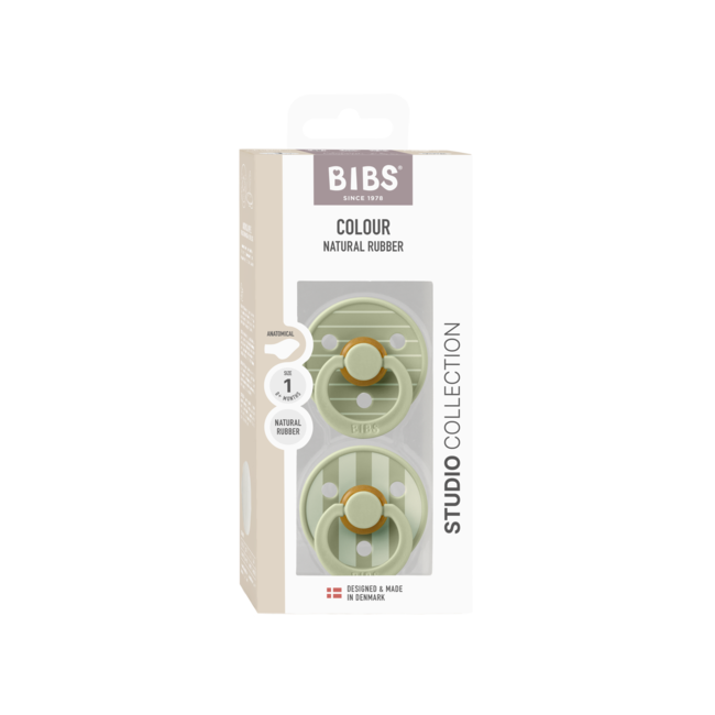 BIBS – Studio Collection - Fopspeen - Anatomisch – Sage Mix – Maat 1 – 2 Stuks