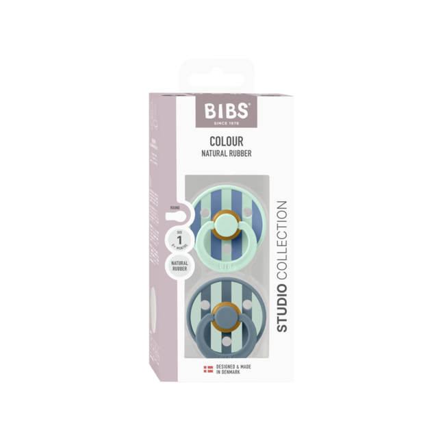 BIBS – Studio Collection - Fopspeen - Rond – Nordic Mint/Petrol – Maat 1 – 2 Stuks