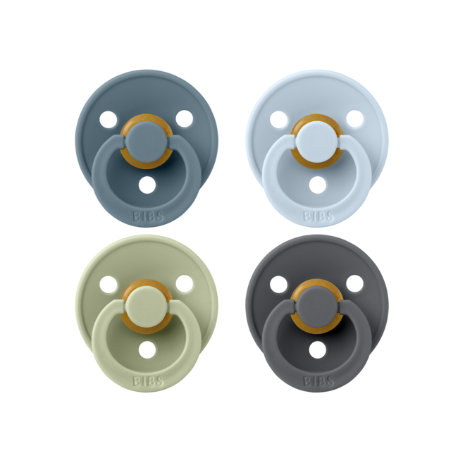 BIBS – Fopspenen - Colour – 4 Pack – Rond - Petrol/Sage/Baby Blue/Iron – Maat 2