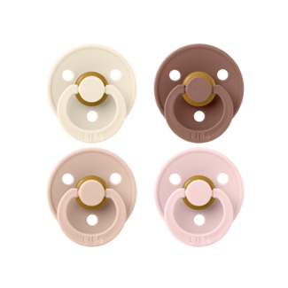 Bibs BIBS – Fopspenen - Colour – 4 Pack – Rond - Ivory/Blush/Woodchuck/Blossom – Maat 1