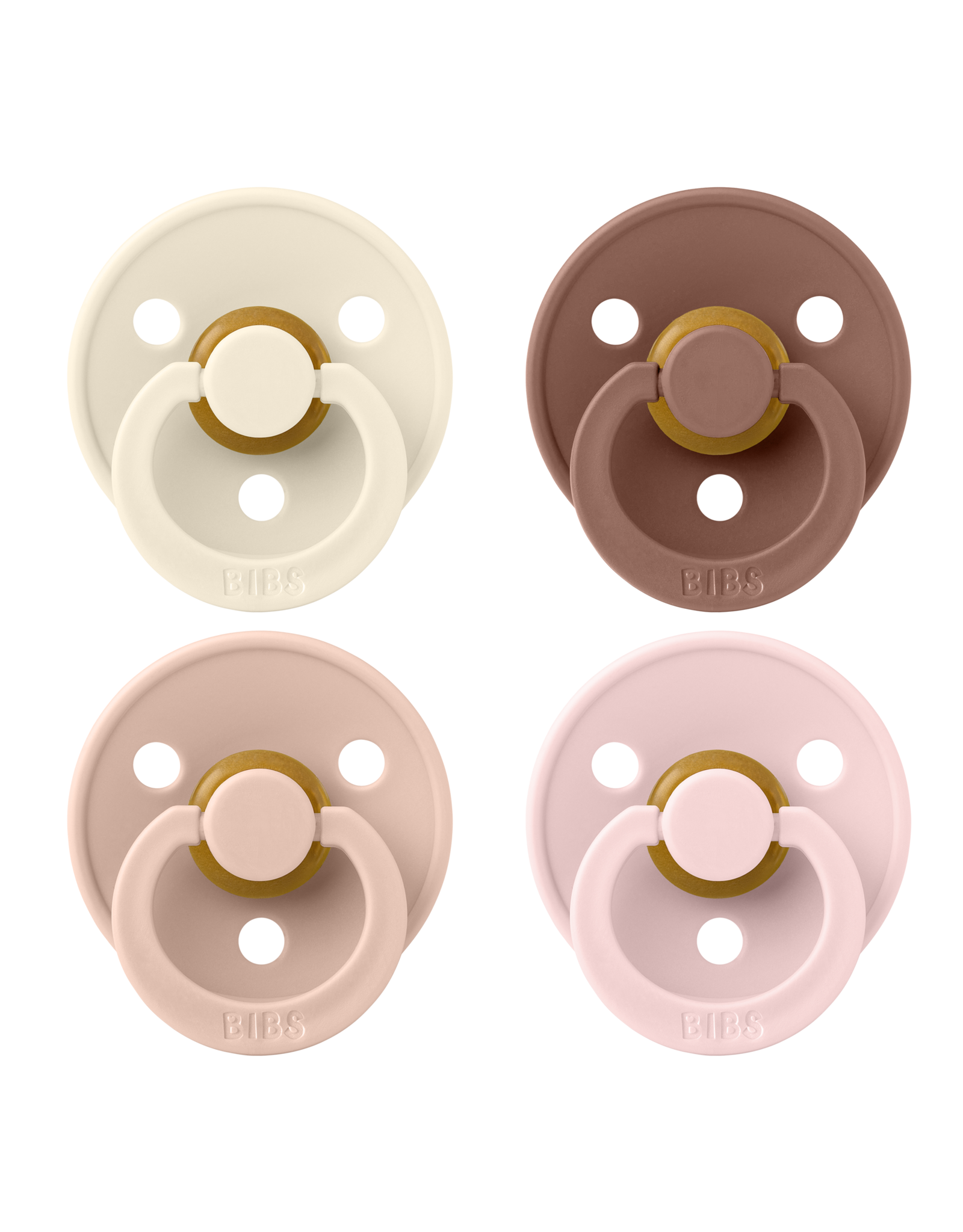 BIBS � Fopspenen - Colour � 4 Pack � Rond - Ivory/Blush/Woodchuck/Blossom � Maat 1