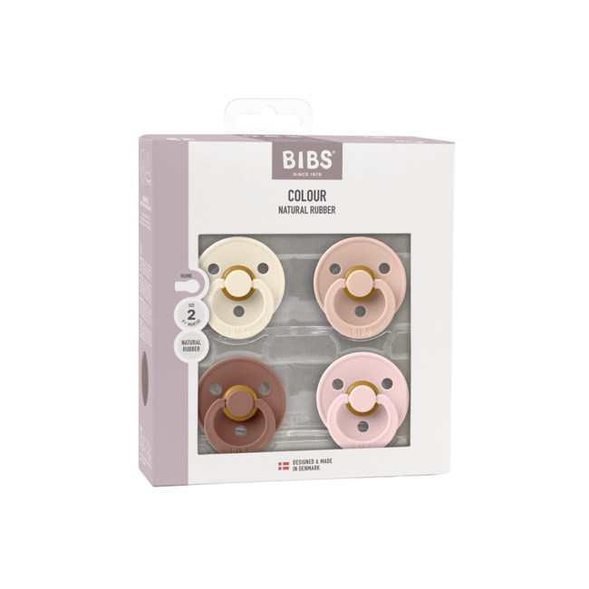 BIBS – Fopspenen - Colour – 4 Pack – Rond - Ivory/Blush/Woodchuck/Blossom – Maat 2