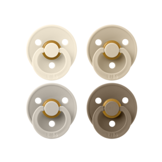 Bibs BIBS – Fopspenen - Colour – 4 Pack – Rond - Ivory/Sand/Vanilla/Dark Oak – Maat 1