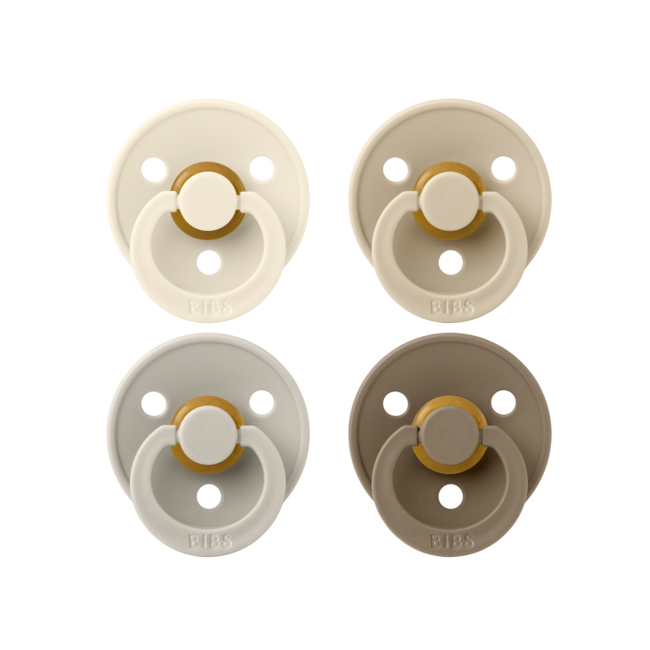 Bibs BIBS – Fopspenen - Colour – 4 Pack – Rond - Ivory/Sand/Vanilla/Dark Oak – Maat 2
