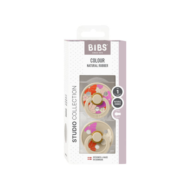 BIBS – Studio Collection - Fopspeen - Rond – Vanilla Mix – Maat 1 – 2 Stuks